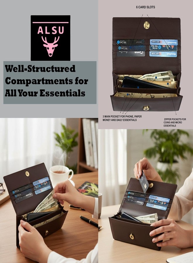 ALSU Premium Jute & Vegan Leather Women’s Wallet | Elegant Clutch Purse with 6 Card Slots, 3 Main Compartments & Zipper Pocket | Cruelty-Free, Eco-Friendly Designer Wallet for Everyday Use (irf-12br) - Image 4